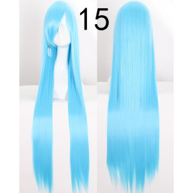100cm Sky blue long fringe straight cosplay wig (015)