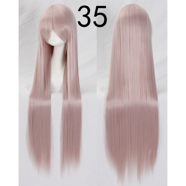 Ash pink long fringe straight cosplay wig (035)