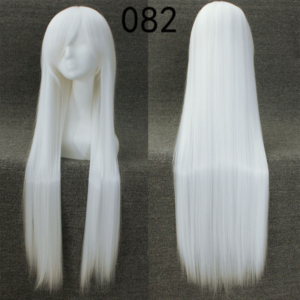 Pure white long fringe straight cosplay wig (82)