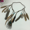Bohemian feathers hair band - Natural mix with peacock