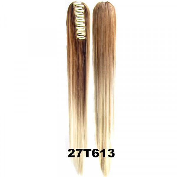 *27-613 Strawberry to platinum, Ombre, Straight, Claw clip synthetic ponytail