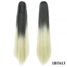 *1b-613 Black to platinum, Ombre, Straight, Claw clip synthetic ponytail