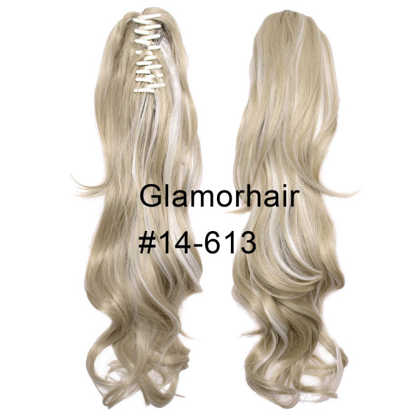 *14-613 Ash light blonde mix, Wavy, Claw clip synthetic ponytail