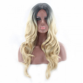 Tracy- Ombre black to honey blonde wavy wig -synthetic