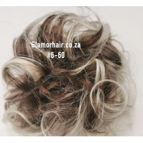 *6-60 White blonde & light brown mix XL size 100% human hair scrunchie