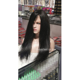 4x4 lace front 20" dark brown Indian remy human hair wig
