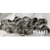 *M6k613 Natural grey blonde mix 55-60cm clip in hair extensions 10pc set- wavy, Synthetic