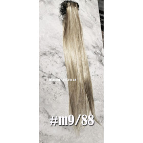*M9-88 Light latte blonde/brown mix 55-60cm clip in hair extensions 10pc set- straight, Synthetic hair