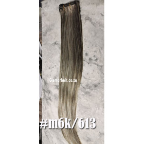 *M6K-613 Natural grey blonde mix 55-60cm clip in hair extensions 10pc set- straight, Synthetic hair