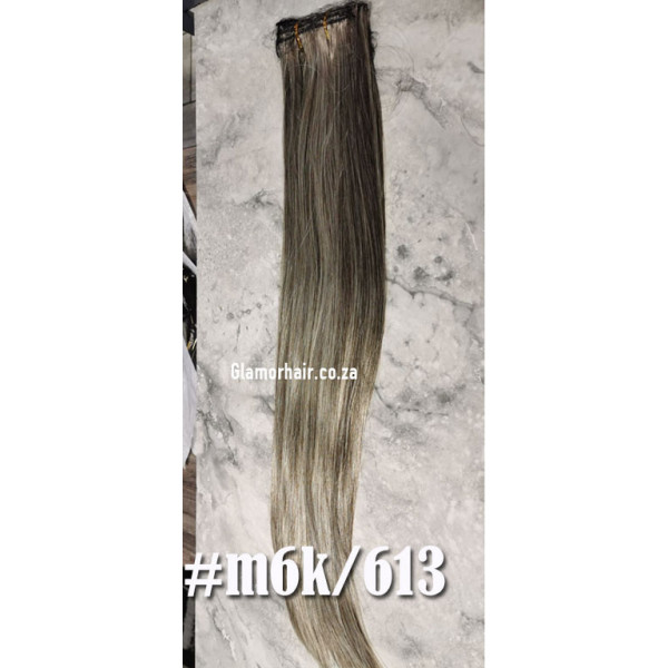 M6k 613 Natural Grey Blonde Mix 55 60cm Clip In Hair Extensions 10pc Set Straight Synthetic Hair