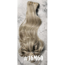 *16M60 Ash beige light blonde mix 55-60cm clip in hair extensions 10pc set- wavy, Synthetic