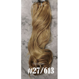 *27-613 Strawberry-platinum blonde mix 55-60cm clip in hair extensions 10pc set- wavy, Synthetic