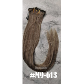 *M9-613 Natural blonde mix 55-60cm clip in hair extensions 10pc set- straight, Synthetic hair