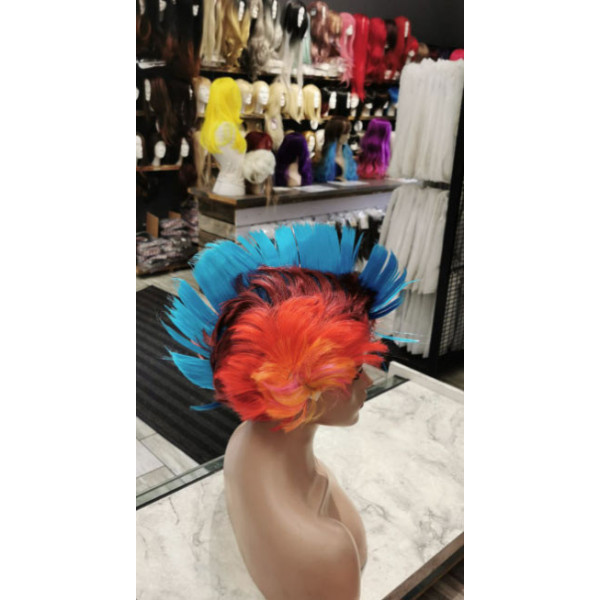 Party Sale! Mohawk party wigs-Blue red orange mix