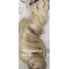 *22M60 Light beige blonde mix 55-60cm clip in hair extensions 10pc set- wavy, Synthetic