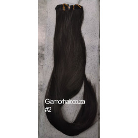 *2 Dark brown 55-60cm clip in hair extensions 10pc, straight synthetic
