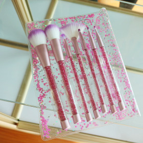 7pc Pink purple liquid shadow/face brush set