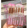 7pc Pink white liquid shadow/face brush set