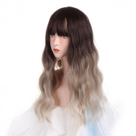 10T85/55 ombre ash silver blonde fringe body wave synthetic wig by proExtend