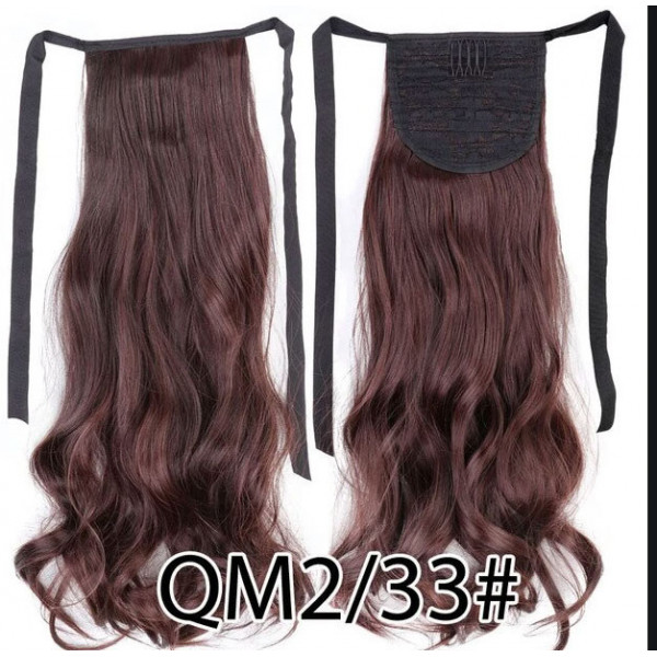 *2-33 Mahogany brown color, tie on wavy ponytail 55cm by ProExtend