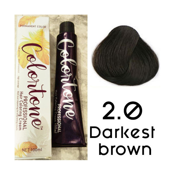 2.0 Darkest black brown（natural black) Colortone professional  100ml +100ml 20 vol developer