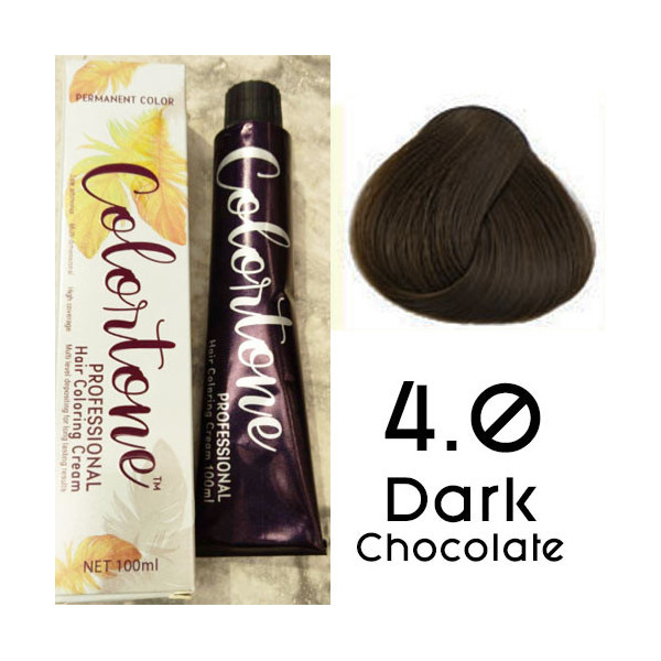 4.0 Dark Chocolate Colortone professional  100ml +100ml 20 vol developer