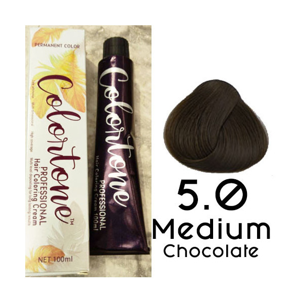 5.0 Medium Chocolate Colortone professional  100ml +100ml 20 vol developer
