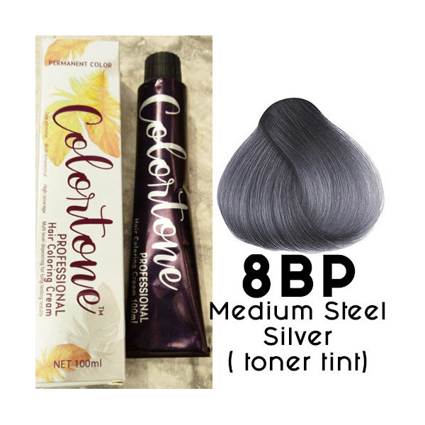 8BP Dark steel silver (toner tint) Colortone professional  100ml +100ml 20 vol developer