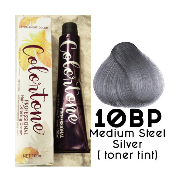 10BP Medium steel silver (toner tint) Colortone professional 100ml +100ml  20 vol developer