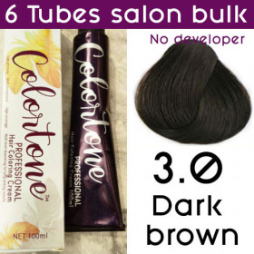 3.0 Very Dark brown- 6 TUBES pack (same color, no developer) Colortone professional 100ML