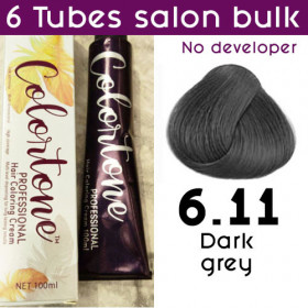 6.11 Dark grey - 6 TUBES pack  (same color, no developer)  Colortone professional 100ML