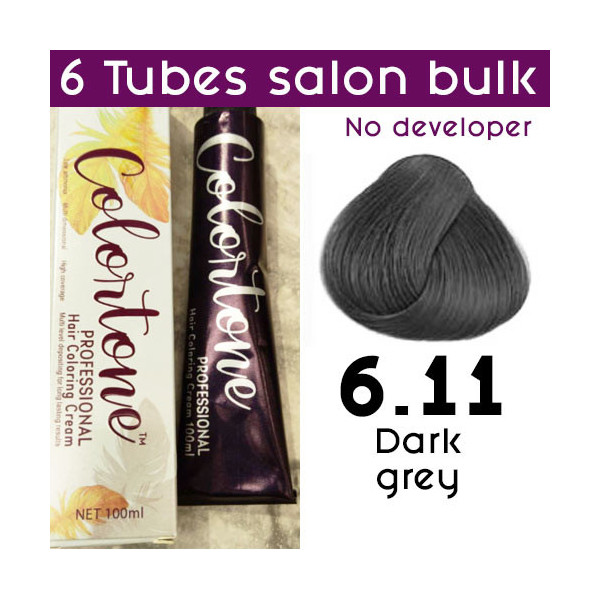 6.11 Dark grey - 6 TUBES pack  (same color, no developer)  Colortone professional 100ML