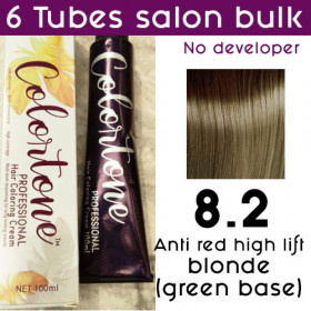 8.2 Anti red chestnut brown - 6 TUBES pack  (same color, no developer) Colortone professional 100ML