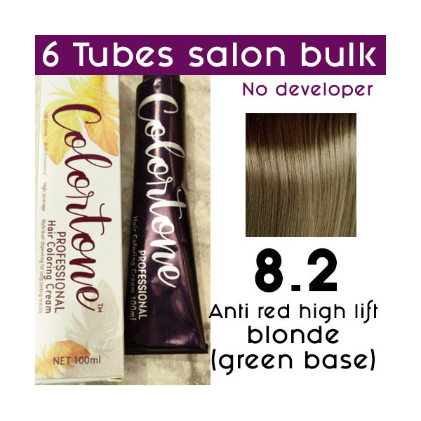 8.2 Anti red chestnut brown - 6 TUBES pack  (same color, no developer) Colortone professional 100ML
