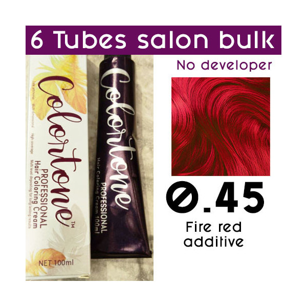 0.45 Fire red additive- 6 tubes  (same color, no developer) Colortone professional 100ml