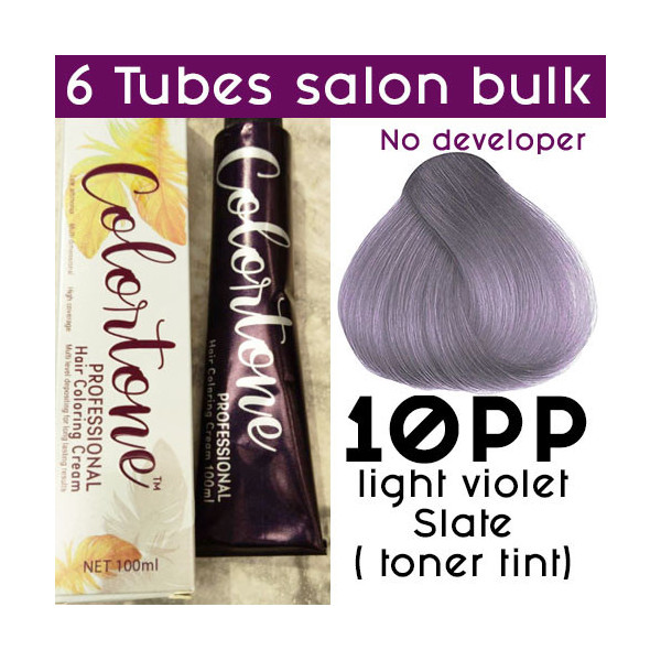 10PP Light violet slate - 6 TUBES pack  (same color, no developer) Colortone professional 100ML