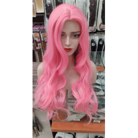 Bubblegum pink mid part wavy cosplay wig