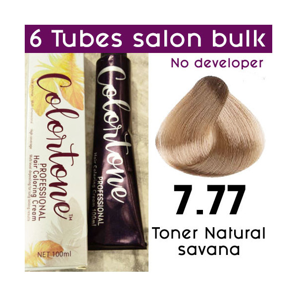 7.77 toner natural savanna - 6 TUBES pack  (same color, no developer) Colortone professional 100ML