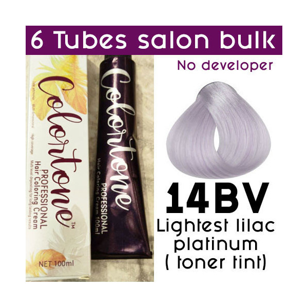 14BV Lightest lilac platinum - 6 TUBES pack  (same color, no developer) Colortone professional 100ML