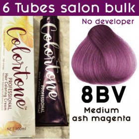 8BV Medium ash magenta - 6 TUBES pack  (same color, no developer) Colortone professional 100ML