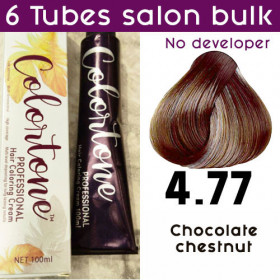4.77 Chocolate chestnut brown- 6 TUBES pack  (same color, no developer) Colortone professional 100ML