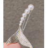 Silver - Mermaid's tail studded pearl hair pin- color metal