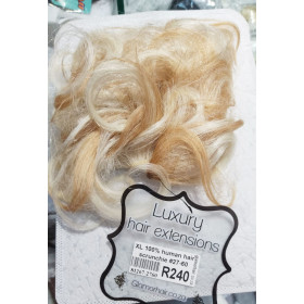 *27/60 Platinum blonde mix XL size 100% human hair scrunchie