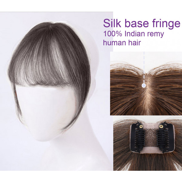 Silk base clip on fringe - Virgin Indian remy human hair