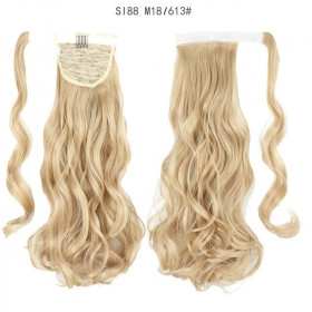 *M18-613 Beige light blonde m x, velcr  wavy ponytail 55cm by ProExtend (EFR 18B-613)