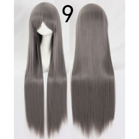 Medium grey long fringe straight cosplay wig (099-9)