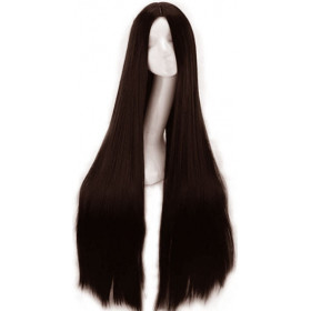 Dark brown color 2 mid parting straight cosplay wig