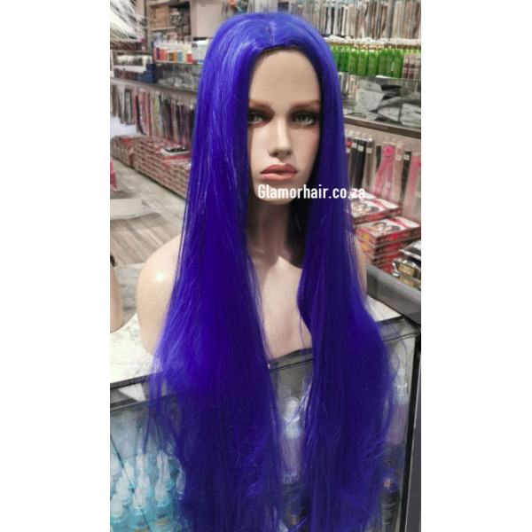 Diamond blue mid parting straight cosplay wig (61C)