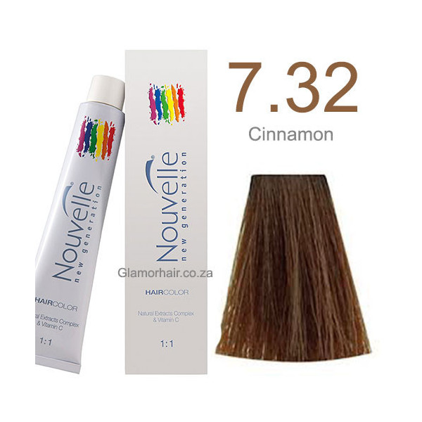 7.32 Cinnamon Nouvelle permanent tint 100ml +100ml 20vol developer