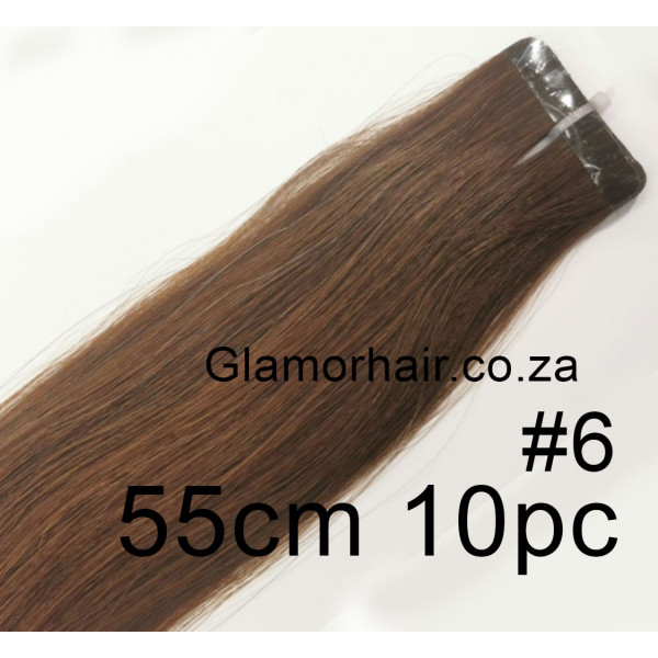 55cm *6 Chestnut brown Tape in 10pc Indian remy human hair